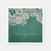 Emerald elegant  lace rustige bruiloft servetten (Voorkant)