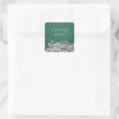 Emerald elegant lace rustige bruiloft vierkante sticker (Tas)