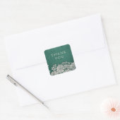 Emerald elegant lace rustige bruiloft vierkante sticker (Envelop)