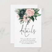 Emerald en Blush Bloemen QR Code Trouwdetails Informatiekaartje (Voorkant / Achterkant)