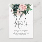 Emerald en Blush Bloemen QR Code Trouwdetails Informatiekaartje (Voorkant)