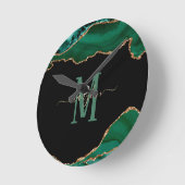 EMERALD EN GOLD AGATE MONOGRAM RONDE KLOK (Hoek)