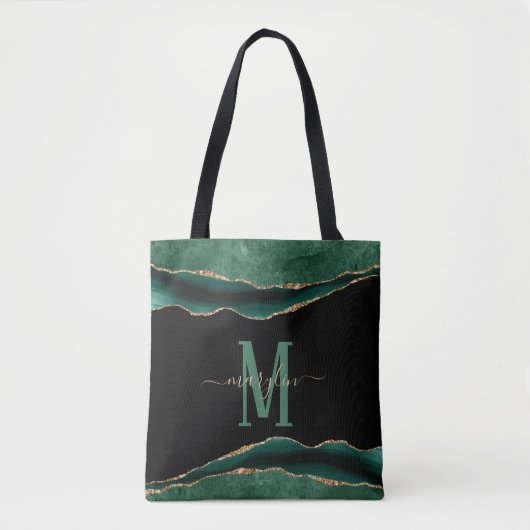 EMERALD EN GOLD AGATE MONOGRAM TOTE BAG (Voorkant)