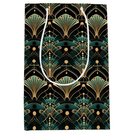 Emerald en Gold Art Deco-geïnspireerd Medium Cadeauzakje (Voorkant)