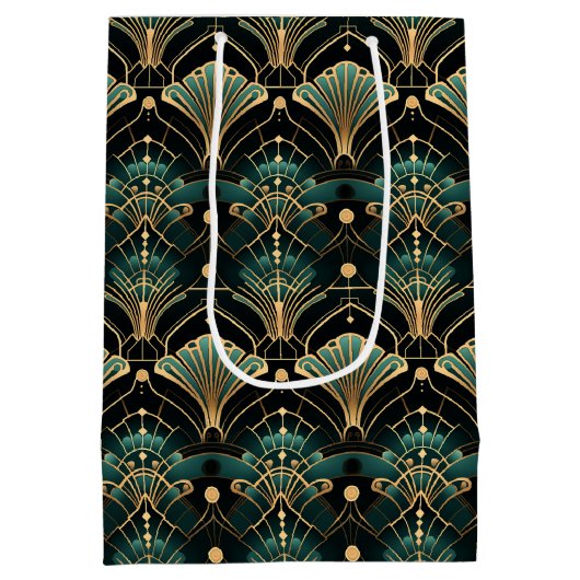Emerald en Gold Art Deco-geïnspireerd Medium Cadeauzakje (Achterkant)