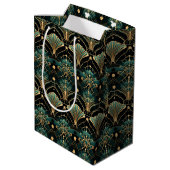 Emerald en Gold Art Deco-geïnspireerd Medium Cadeauzakje (Achterkant Gekanteld)