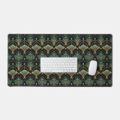 Emerald en Gold Art Deco-geïnspireerde Fan Bureaumat (Keyboard & Muis)