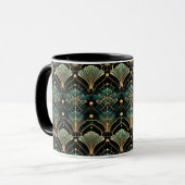 Emerald en Gold Art Deco-geïnspireerde Fan Mok (Voorkant links)