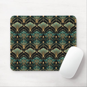 Emerald en Gold Art Deco-geïnspireerde Fan Muismat