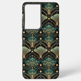 Emerald en Gold Art Deco-geïnspireerde Fan Samsung Galaxy Hoesje