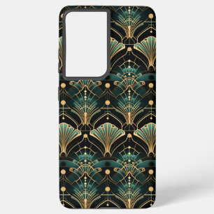 Emerald en Gold Art Deco-geïnspireerde Fan Samsung Galaxy Hoesje