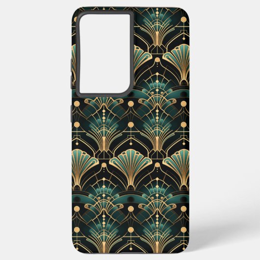 Emerald en Gold Art Deco-geïnspireerde Fan Samsung Galaxy Hoesje (Achterkant)