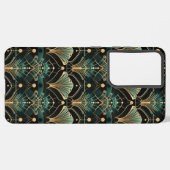 Emerald en Gold Art Deco-geïnspireerde Fan Samsung Galaxy Hoesje (Achterkant horizontaal)