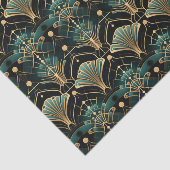 Emerald en Gold Art Deco-geïnspireerde Fan Tissuepapier (Detail)