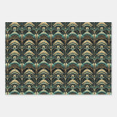 Emerald en Gold Art Deco Set van Inpakpapier Vel (Voorkant 3)