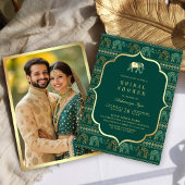 Emerald en Gold Elephant Indian Vrijgezellenfeest Kaart