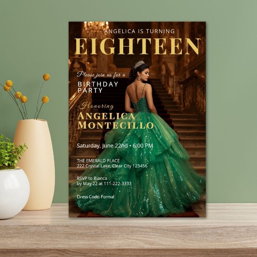 Emerald en Gold Magazine geïnspireerde uitnodiging