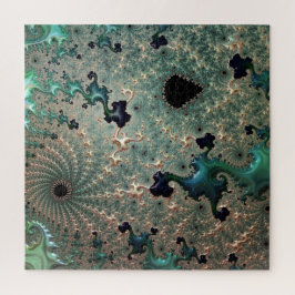 Emerald en Gold Mandelbrot Jigzaag Puzzle Legpuzzel