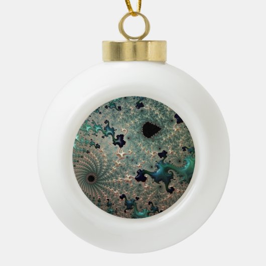 Emerald en Gold Mandelbrot Snowflake Decoratie (Voorkant)