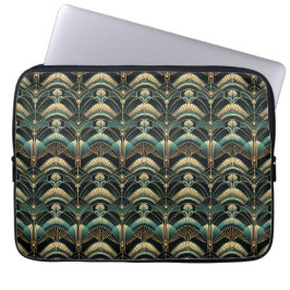 Emerald en goud art deco thema laptop sleeve