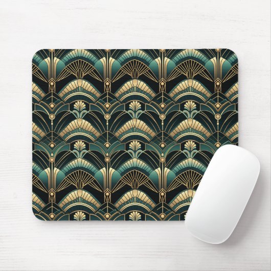 Emerald en goud art deco thema muismat (Met muis)