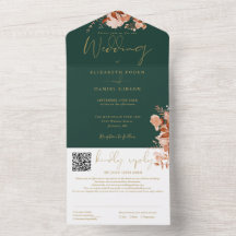 Emerald en Goud Landelijke Bloemencode met QR-code
