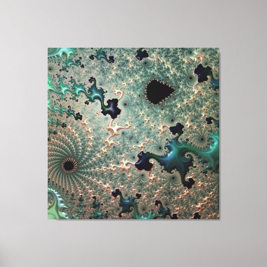 Emerald en goud Mandelbrot Canvas Afdruk (Voorkant)