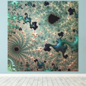 Emerald en goud Mandelbrot Canvas Afdruk (Insitu (Houten vloer))