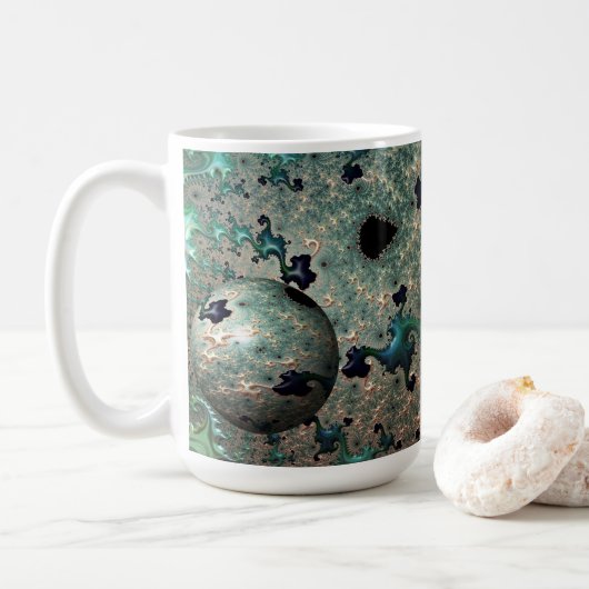 Emerald en Goud Mandelbrot met Bol Mug Koffiemok (Met donut)