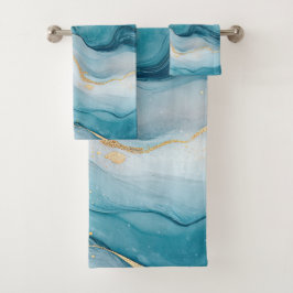 Emerald en goud marmeren elegantie bad handdoek