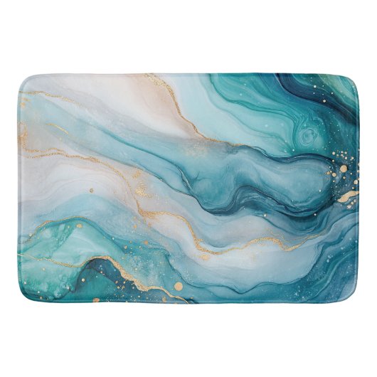 Emerald en goud marmeren elegantie badmat (Voorkant)