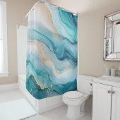 Emerald en goud marmeren elegantie douchegordijn (In situ)