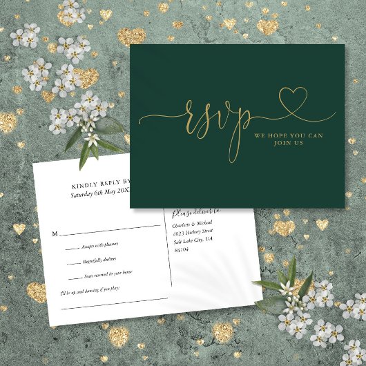 Emerald En Gouden Hart Script Song Request  Uitnodiging Briefkaart