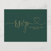 Emerald En Gouden Hart Script Song Request  Uitnodiging Briefkaart (Voorkant)