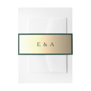 Emerald en Gouden Monogram Bruiloft Uitnodigingen Wikkel