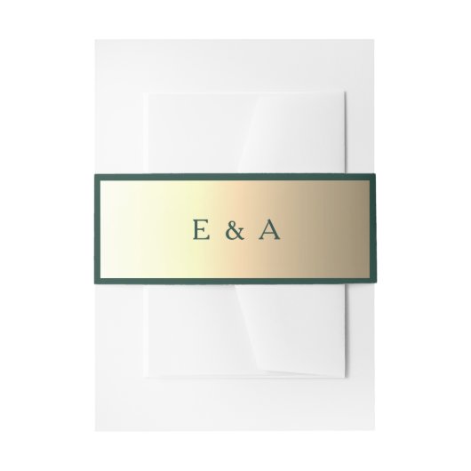 Emerald en Gouden Monogram Bruiloft Uitnodigingen Wikkel (Voorkant Voorbeeld)