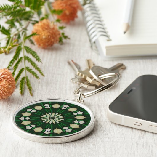 Emerald en Ivory Glass Sleutelhanger (Zijkant)