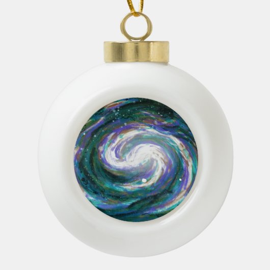Emerald en Paarse Galaxy Keramische Bal Ornament (Voorkant)