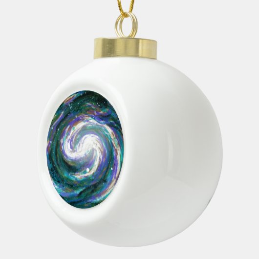 Emerald en Paarse Galaxy Keramische Bal Ornament (Rechts)
