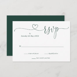Emerald En Witte Script Hart RSVP Kaart