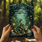 Emerald Enchanted Forest Quinceañera Kaart