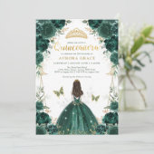 Emerald Enchanted Forest Quinceañera Princess Kaart (Staand voorkant)