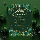 Emerald Enchanting Floral Butterfly Quinceanera Folie Uitnodiging