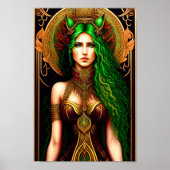 Emerald Enchantress: een 3D-koningin met groene ju Poster (Voorkant)