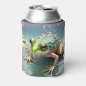 Emerald Essence: Groene kikker in fractale kunst Blikjeskoeler (Blikje Achterkant)