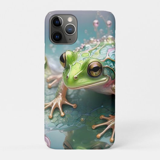 Emerald Essence: Groene kikker in fractale kunst Case-Mate iPhone Case (Achterkant)