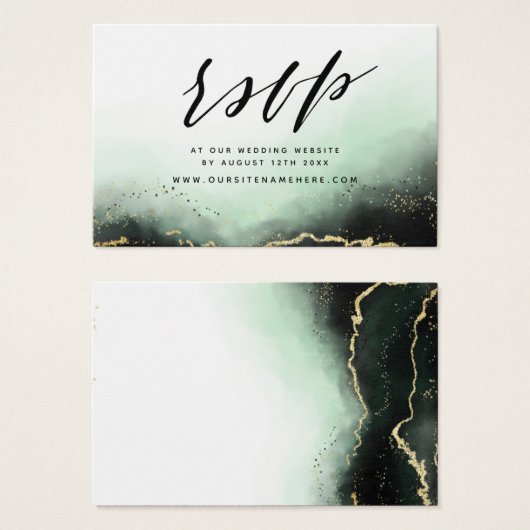 Emerald Etherische Mist Website RSVP Insert Kaarte Visitekaartje (Voorkant /achterkant)