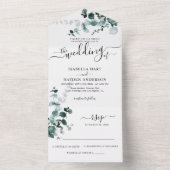 Emerald Eucalyptus Greenery Botanical Wedding RSVP All In One Uitnodiging (Binnen)