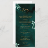 Emerald Eucalyptus Greenery Elegant Script Wedding Menu (Voorkant / Achterkant)