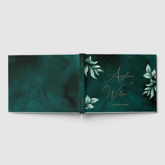 Emerald Eucalyptus Greenery Gold Script Weddenscha Gastenboek (Volledig)
